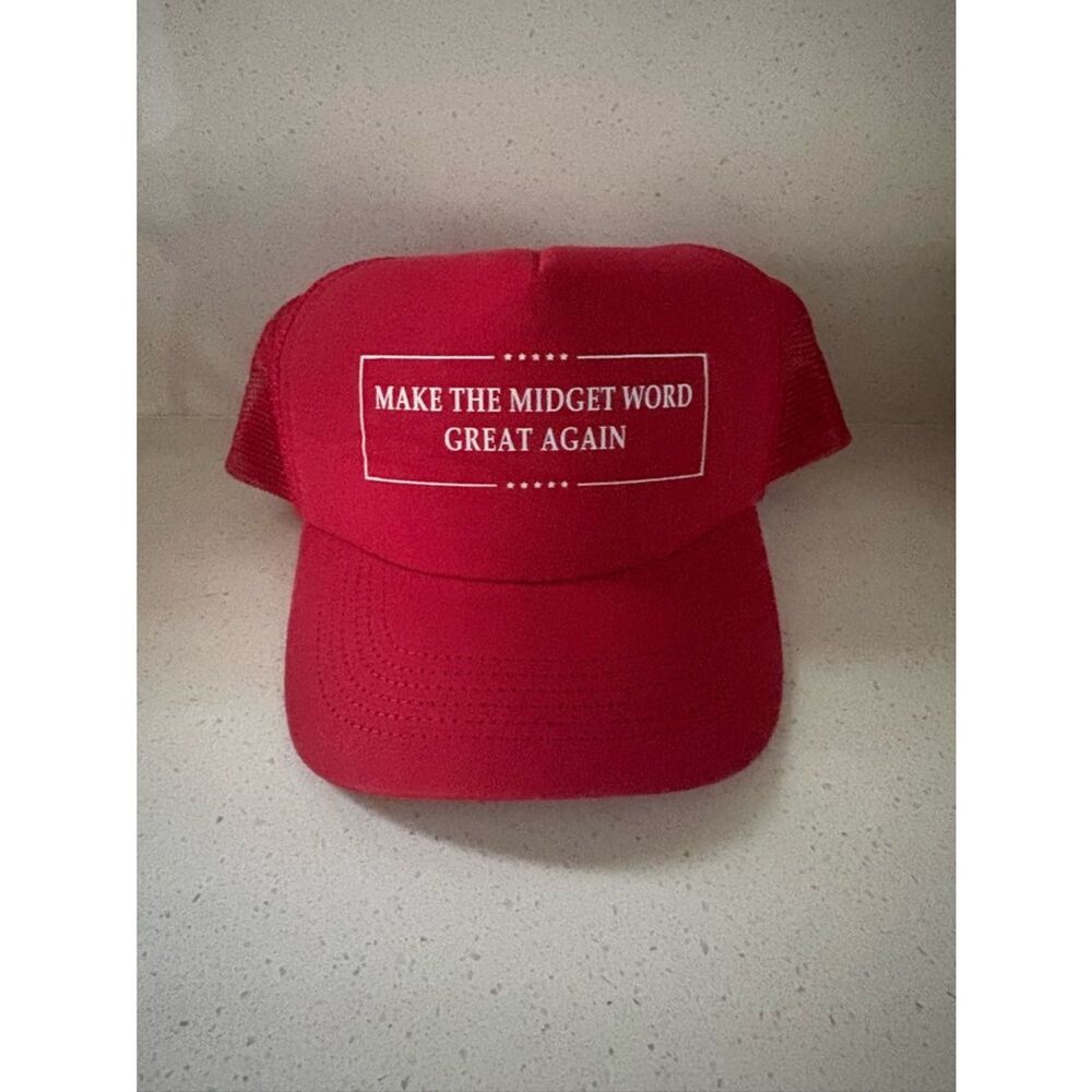 NWOT: Red Mesh Back Trucker Hat with White Slogan